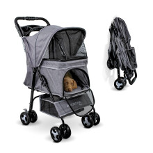 Mobiclinic? Pets Foldable Dog Pram, Up to 15 kg, Ideal for Small Dogs, Pet Stroller, Zuma, Wheels with 360? Brakes, XXL Basket, 3 Windows with Zip and