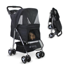 Mobiclinic? Pets Foldable Dog Pram, Up to 15 kg, Ideal for Small Dogs, Pet Stroller, Zuma, Wheels with 360? Brakes, XXL Basket, 3 Windows with Zip and