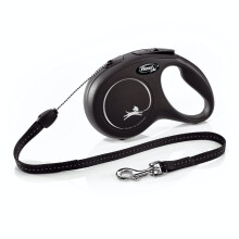 FLEXI? New Classic Retractable Dog Leash (Cord), Ergonomic, Durable and Tangle Free Pet Walking Leash for Dogs Up to 26 lbs, 26 ft, Small, Black