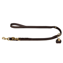 HUNTER Sansibar SOLID Adjustable Leather Braided Dog Lead Durable Elegant 1.5 x 200 cm Dark Brown