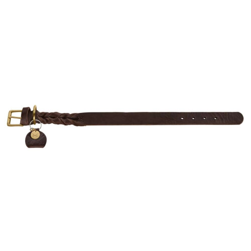 Hunter HUNTER SANSIBAR SOLID Leather Dog Collar Heavy Duty Grip Braided 50 (S-M) Dark Brown 1