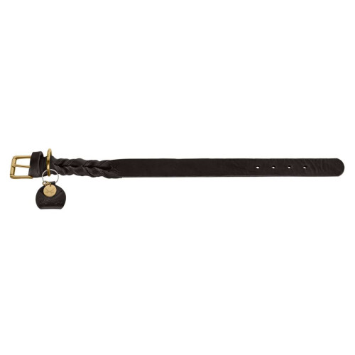 Hunter HUNTER SANSIBAR SOLID Leather Dog Collar Heavy Duty Grip Braided 65 (L) Black 1
