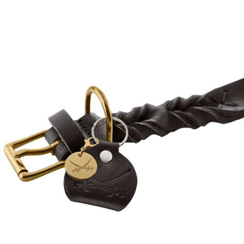 Hunter HUNTER SANSIBAR SOLID Leather Dog Collar Heavy Duty Grip Braided 65 (L) Black 2