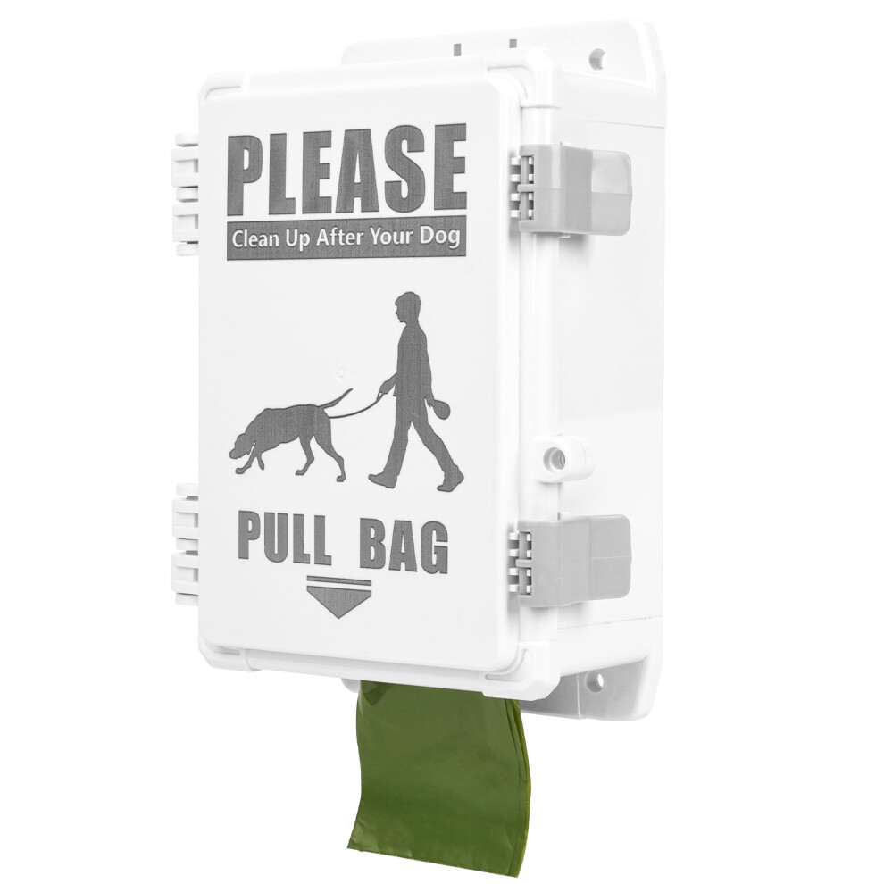 Dog Poop Bag Dispenser, Waterproof Outdoor Dog Bag Dispenser Holds Up to 8 Rolls of Waste bags, Outdoor Wall, Stake, Pole, Fence Mounted (only