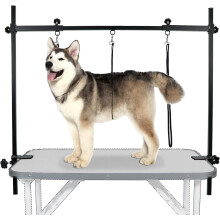 LEIBOU Dog Grooming Arm H-Shape Pet Dog Grooming Table Arm with 3 Noose and Clamp for Dogs and Cats Heavy Duty Aluminum Alloy Frame with 35.4?