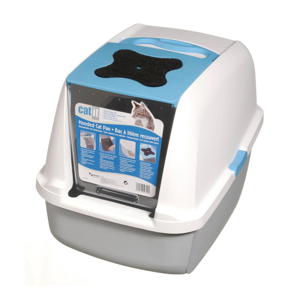 Catit Style Hooded Cat Pan/Litter Tray/Litter Box, 57L x 39W x 46.5H ,blue