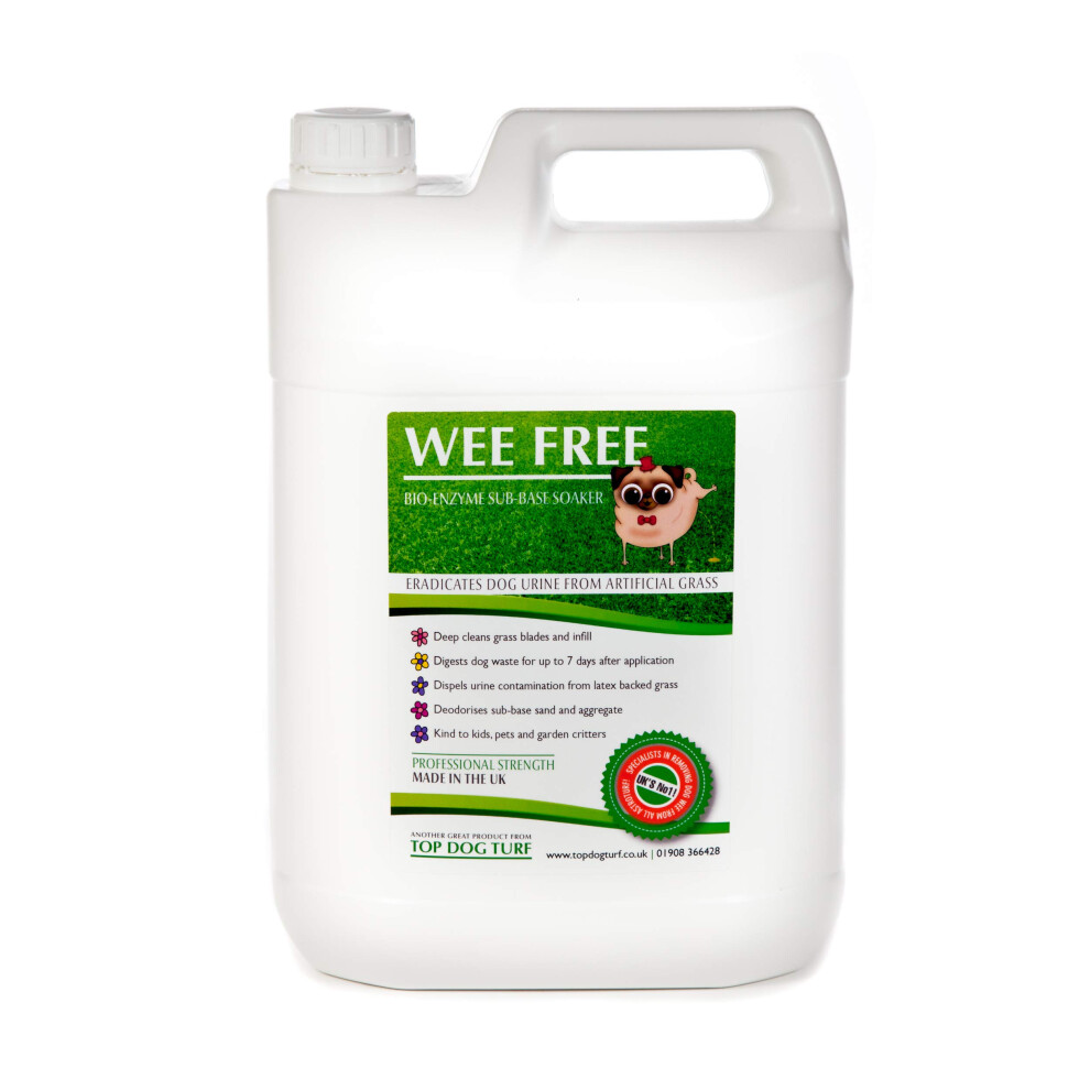WEE FREE 5 Ltr Artificial Grass Cleaner and Pet Odour Eliminator for Dog Urine - Neutraliser and Deodoriser for Dog Wee on Astro Turf and Fake Lawns.