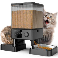 oneisall 5L Automatic Cat Feeder with Timer for 2 Cats, Knob Model Automatic Feeders for Cats Dogs, Dry Food Cat Food Dispenser Auto 10s Voice
