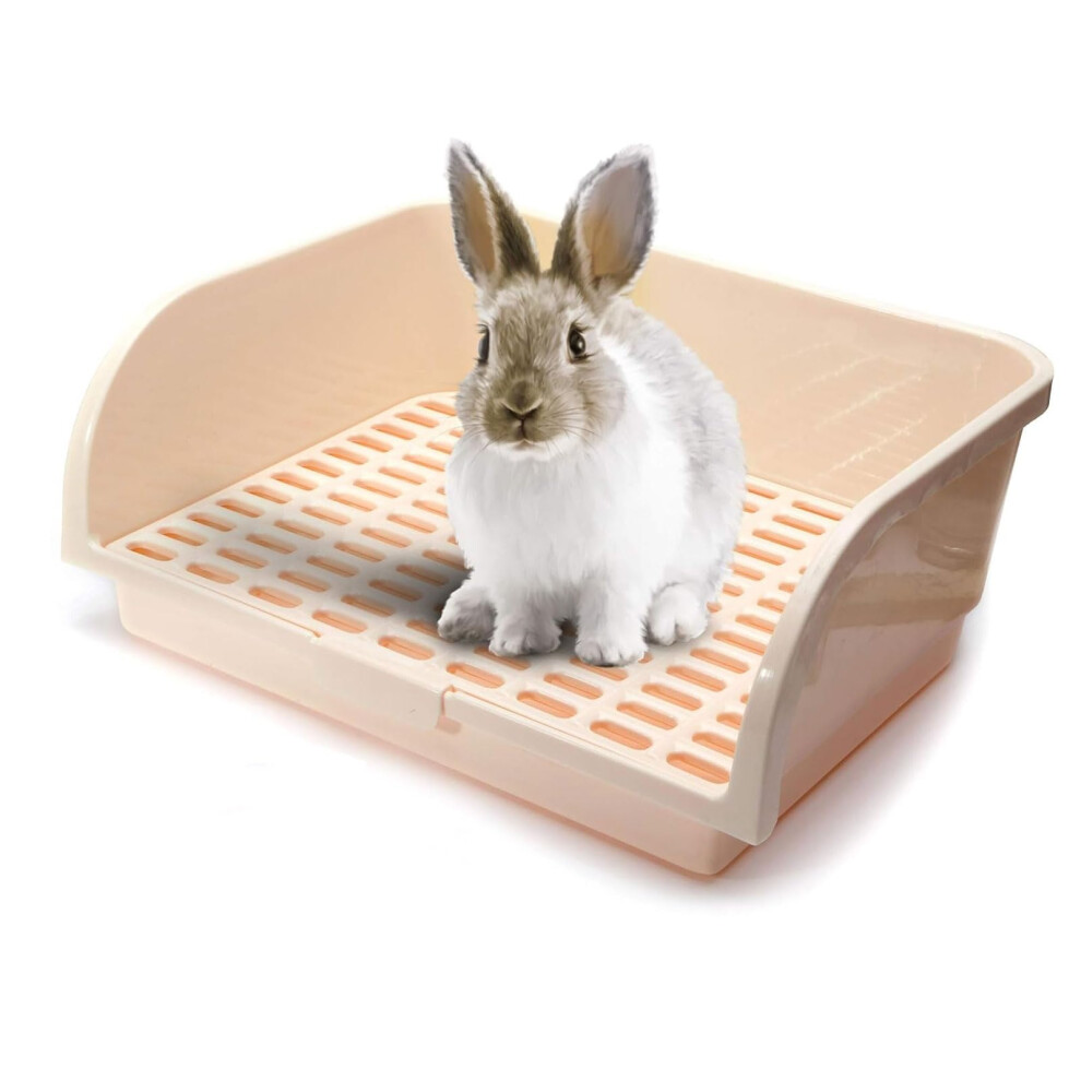 Oncpcare Super Large Rabbit Litter Box, Small Animal Restroom Square Bunny Litter Box Guinea Pig Litter Tray Pet Toilet Chinchilla Potty Trainer
