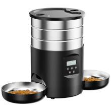 Automatic Cat Feeder For 2 Cats - Stainless Steel Cat Food Dispenser for Fresh Dry Food with Timer - 5L Electric Pet Feeder with Double Bowls Indoor-