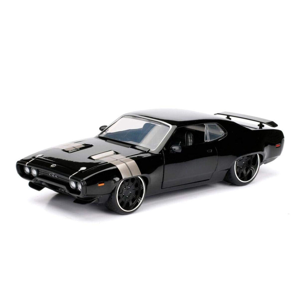 Jada 253203034 1:24 Fast & Furious 8 - Dom's '72 Plymouth Gtx File Miniature Collectible Car, Black