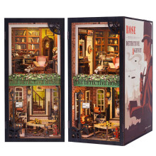 CUTEBEE Book Nook Kit,DIY Miniature Dollhouse Booknook Kits for Adults,3D Puzzles Wooden Bookend Model Building,Bookshelf Insert Decor Gift (Rose
