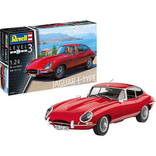 Revell Revell 07668 Jaguar E-Type (Coup?) 1:24 Scale Unbuilt/Unpainted Plastic Model Kit, Red