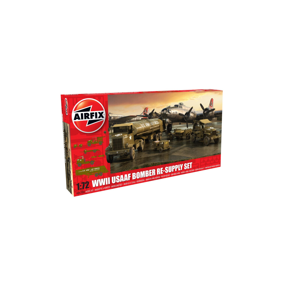 Airfix Model Set - A06304 Wwii Usaaf 8Th Bomber Resupply Set Model Building Kit - Plastic Model Diorama Kits For Adults & Children 8+, Set Includes