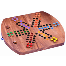 LOGOPLAY Ludo for 6 players - dice game - board game - family game made of wood with folding game board
