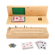WE Games Solid Wood Cabinet Cribbage Set