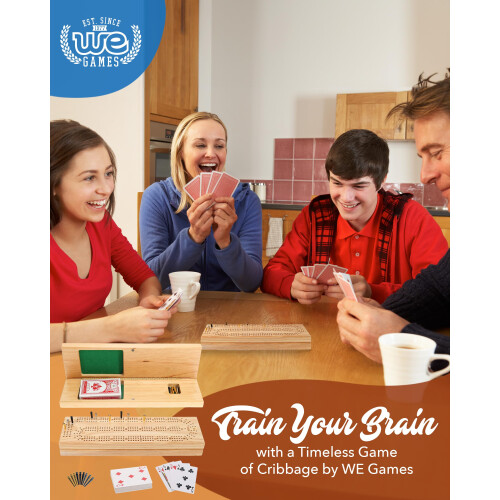 WE Games Solid Wood Cabinet Cribbage Set 1