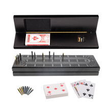 WE Games Cribbage Board With Pegs - Cabinet-Style, Wooden Cribbage Set With Playing Cards & 9 Metal Pegs - Games for Couples Date Night & Family Game