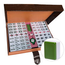 LANYOTA Mahjong Set, Chinese Mahjong Game Set with Carrying Travel Case,36x27mm,Large 144+2 Tiles with Arabic Numerals, 2 Dice and a Wind