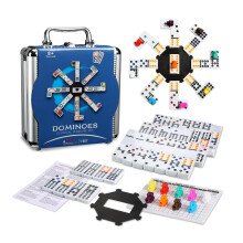 Double Twelve Mexican Train Dominoes Game with Color Dot, Domino Set For Adults, Double 12 Dominoes Set with Portable Aluminum Case, 91 Tiles (2-8