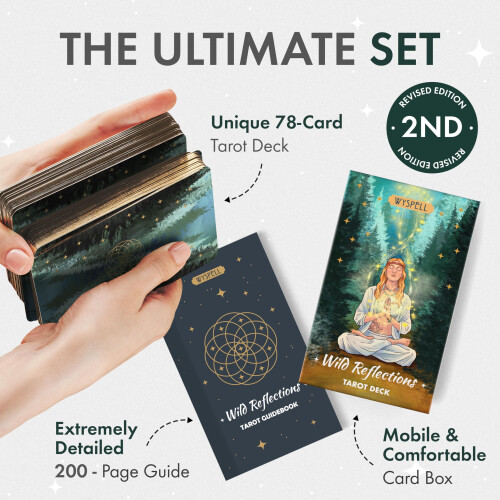 Wyspell Wild Reflections Tarot Deck with 200-Page Guidebook, Gold Edges, and Gift Packaging 1