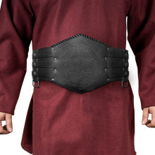 HiiFeuer Viking Embossed Waist Armor, Norse Faux Leather Wide Belt, Medieval Knight Corset Belt for LARP Costume (Black A)