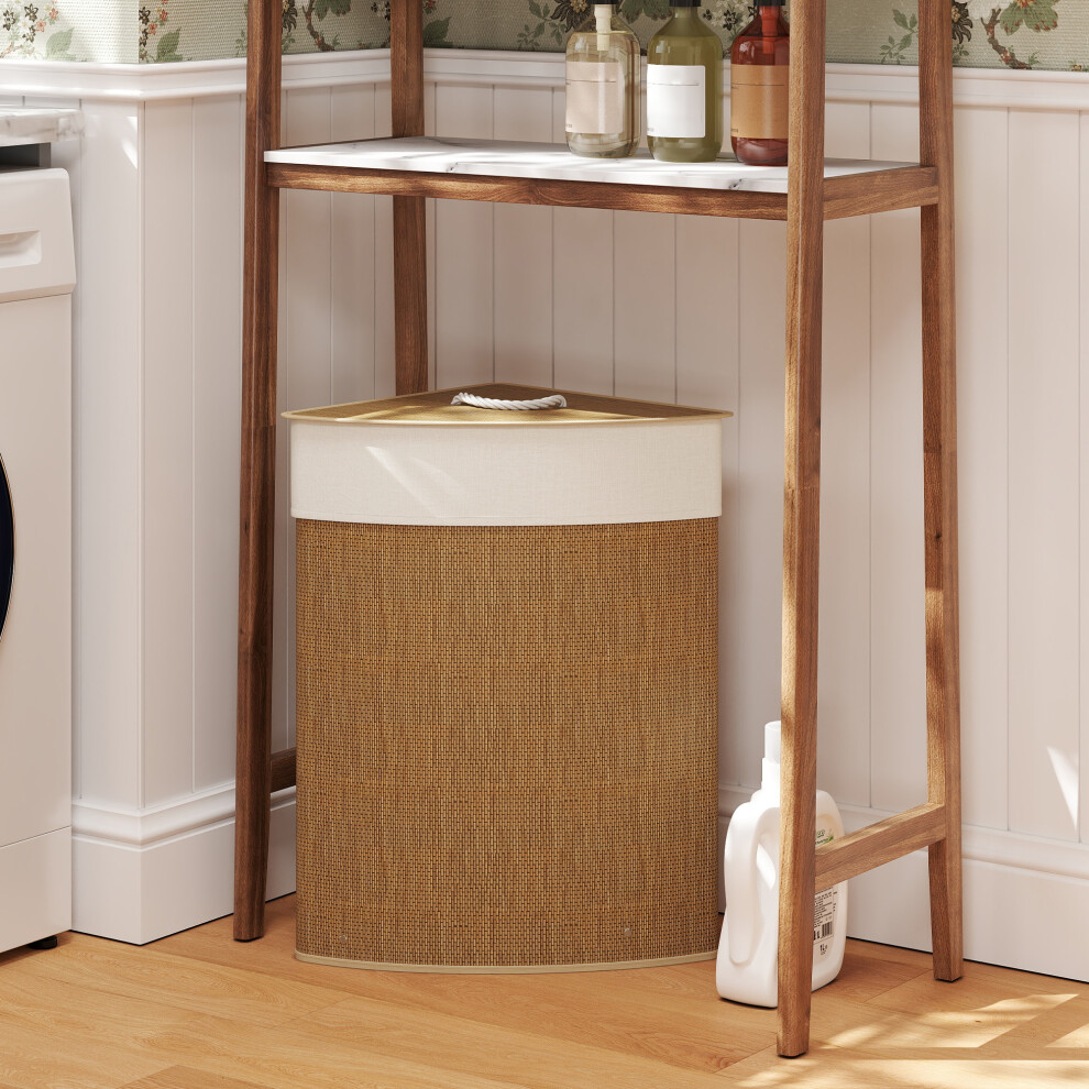 Homcom (Brown) Laundry Hamper With Removable Washable Liner Bag Brown 55L