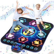 2025 Upgraded Dance Mat Toys for 3-12 Year Old Kids, Electronic Dance Pad with Light-up 8-Button & Flowing LED Battery Box, Wireless Bluetooth & 27