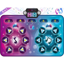 2025 Upgraded Dance Mat, Electronic Dance Pad with Double Player Game & Optional Single Modes, Dancing Challenge Playmat LED Battery Box Toy as