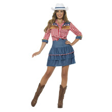 Smiffys Rodeo Doll Costume, Blue, L - UK Size 16-18