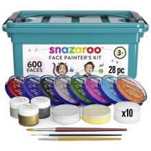 Snazaroo 1194020 Assorted Face Painting Kit - 28 Pcs, Multicoloured Paints, Sponges, Brushes & Glitter Gels