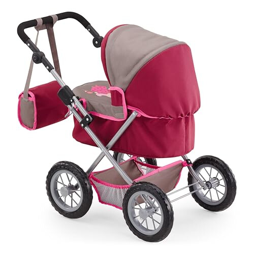 Bayer Design 13078AA Dolls Pram Trendy, stroller, foldable, height-adjustable handle, bag 1