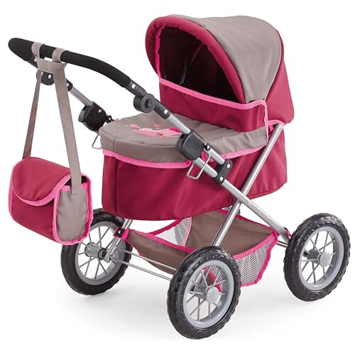 Bayer Design 13078AA Dolls Pram Trendy, stroller, foldable, height-adjustable handle, bag