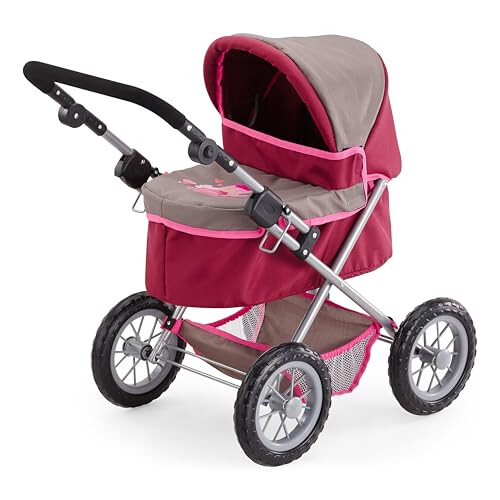 Bayer Design 13078AA Dolls Pram Trendy, stroller, foldable, height-adjustable handle, bag 2