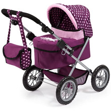 Bayer Design 13037AA Dolls Pram Trendy, stroller, foldable, height-adjustable handle, bag