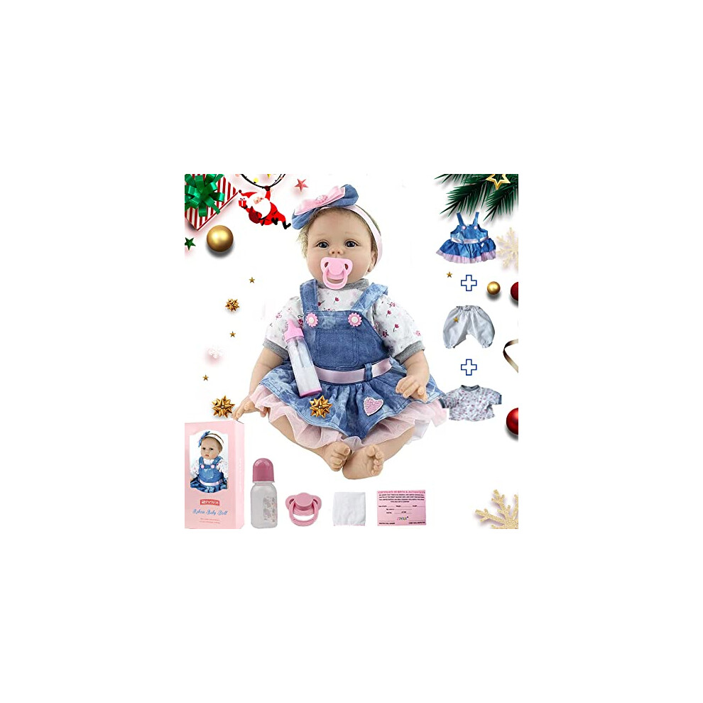 Ziyiui 22Inches Reborn Girls Baby Dolls Realistic Soft Silicone Newborn Doll Realistic Handmade Doll Children Babies Kids Toys