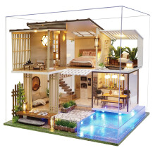 Spilay Dollhouse Miniature with Furniture,DIY Wooden Crafts Mini Handmade Kit with Dust Cover and Music Box,1:24 Creative Room Idea Gift for Adult