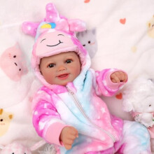 BABESIDE Re-born Baby Dolls Girl Sunny 17-Inch Cute So-ft Rea-listic Baby Doll Poseable Smiling Life-like Baby Dolls with Complete Accessories and Box