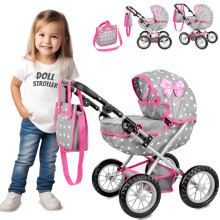 Kinderplay Dolls Pram | Toy Pram | Baby Doll Pram - Toy Pushchair | Dolls Buggy | Dolls Pushchair | Doll Stroller with Adjustable Handle (33-63 cm),