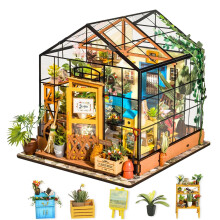 Rolife DIY Miniature Dollhouse Kit 1:24 Scale Wooden Greenhouse Mini House Furniture Women Girls Boys Gift Birthday Christmas Valentine
