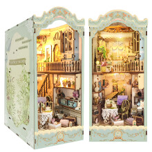 CRIOLPO Book Nook Kit - DIY Dollhouse Booknook, Book Nook Miniature Kit for Bookshelf Insert Decor Crafts for Adults Teens, 3D Wooden Puzzle Bookends
