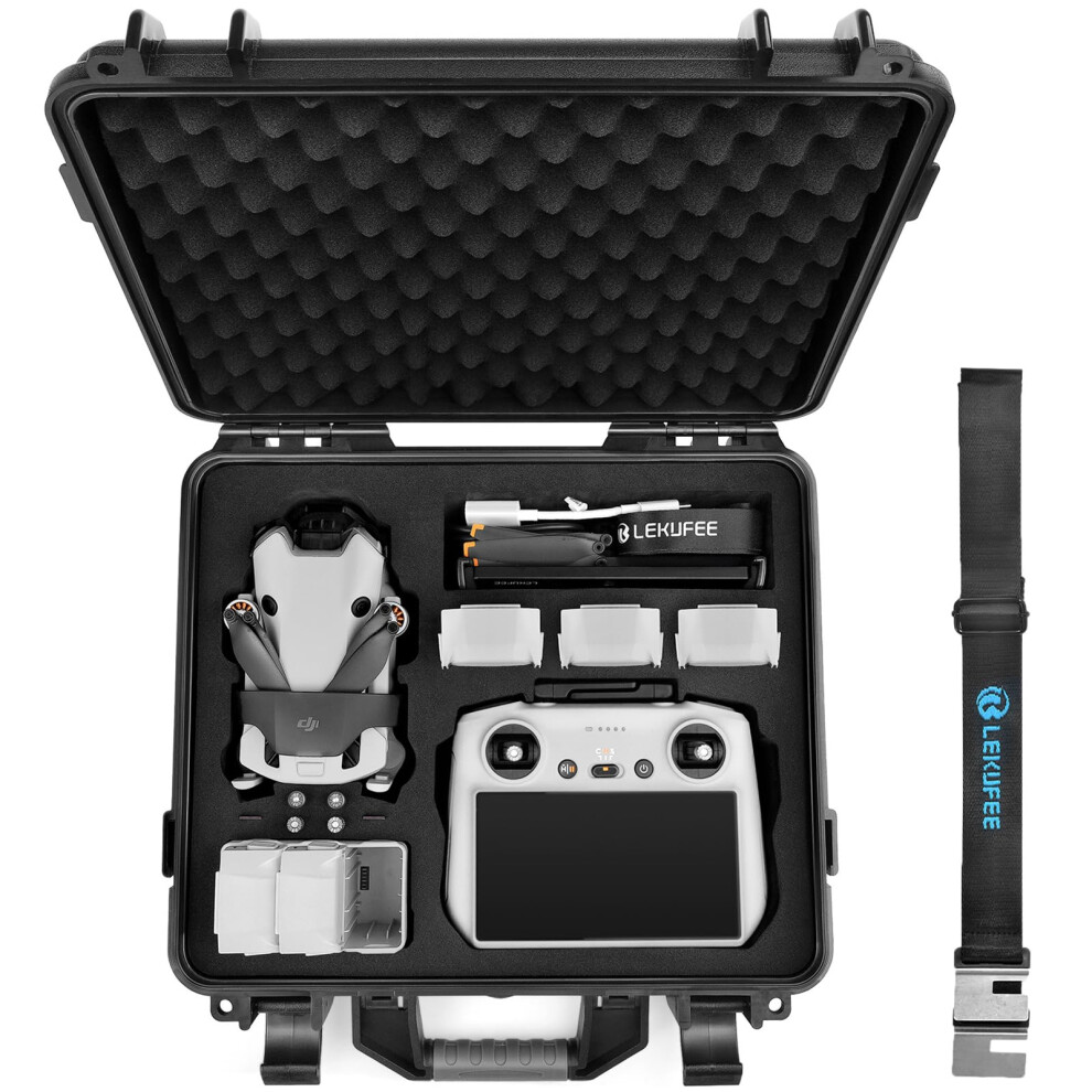 Lekufee Waterproof Hard Carrying Case Compatible With Dji Mini 4 Pro Drone/Dji Mini 4/Mini 3 Pro/Mini 3 Drone And Dji Rc 2/Dji Rc/Rc N2/Rc N1 Remote 5051219680809