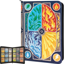 3D Card Binder for Pokemon - Stunning 3D Raised Elemental Design in PU Leather with Zipper - Includes 9 Pocket Pages for 360 Cards. Great Sleeve