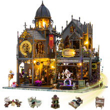 Mostop DIY Miniature Dollhouse Kit, Wooden Dollhouse Kit Miniature House Kit with LED Light,Creative Room Idea for Kids/Adults Magic House DIY Kits