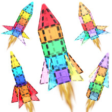 PicassoTiles Magnetic Building Block Rocket Booster Theme Set Magnet Construction Toy Educational Kit Engineering STEM Learning Playset Child Brain