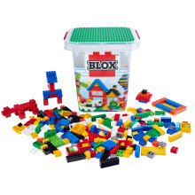 Simba 104114519 Blox 500 Building Blocks in Bucket, for Children from 3 Years, Various Bricks, 16 Windows, 4 Doors, with Base Plate, Fully Compatible,