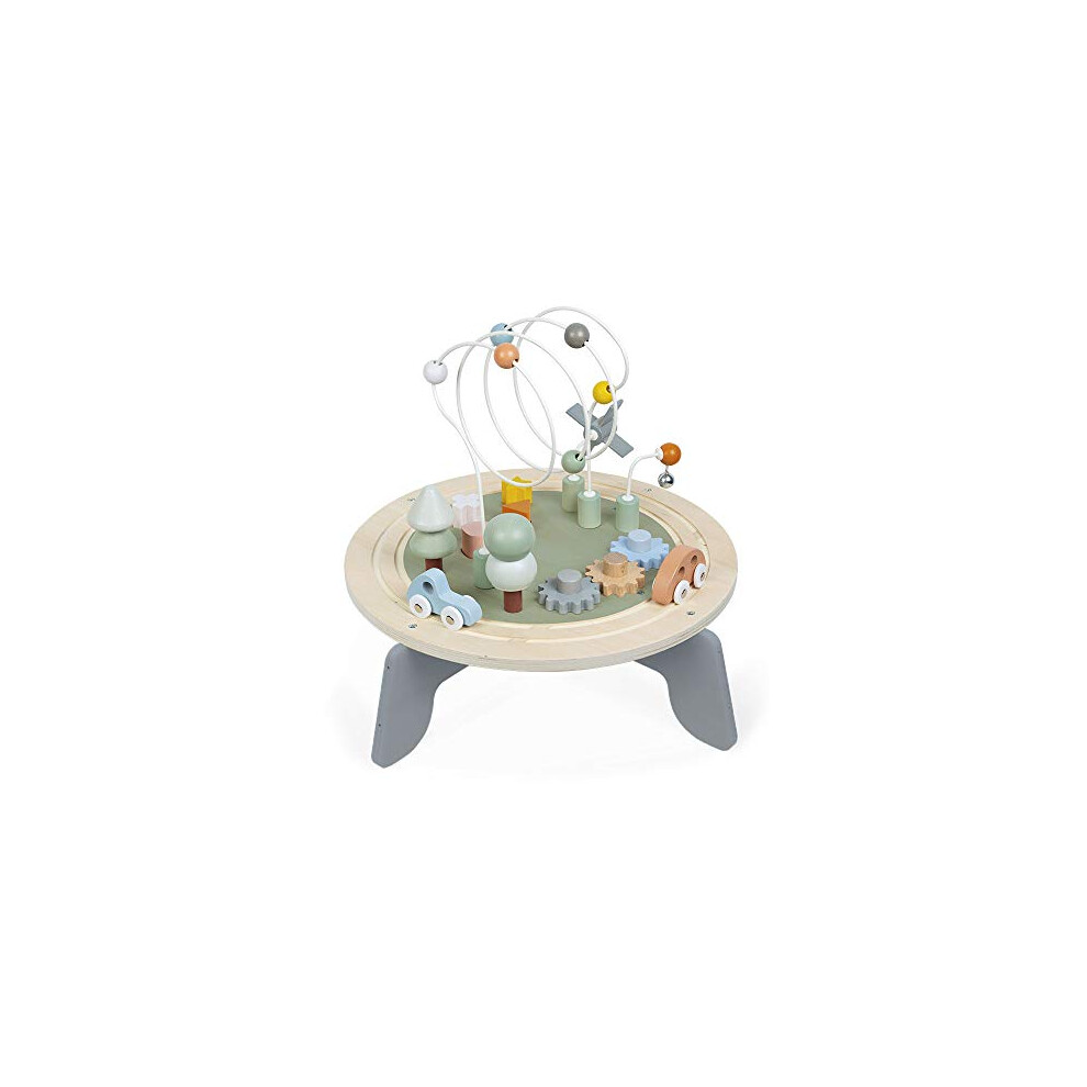 Janod J04402 Sweet Cocoon Wooden Activity Multi-Play Table Toddlers ? Fine Motor Development ? Non-Slip Feet ? Water Painted and FSC Certified ?