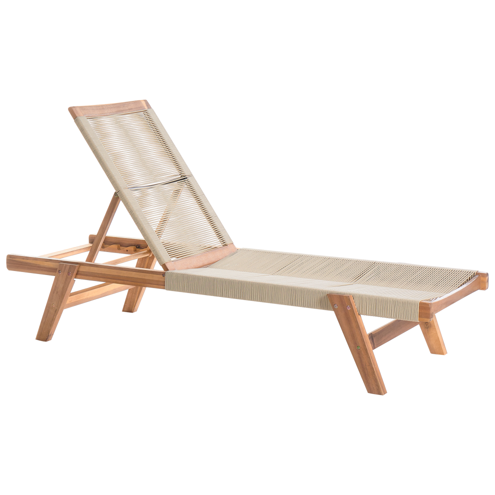 Sun Lounger PROSSEDI Reclining Acacia Wood Beige