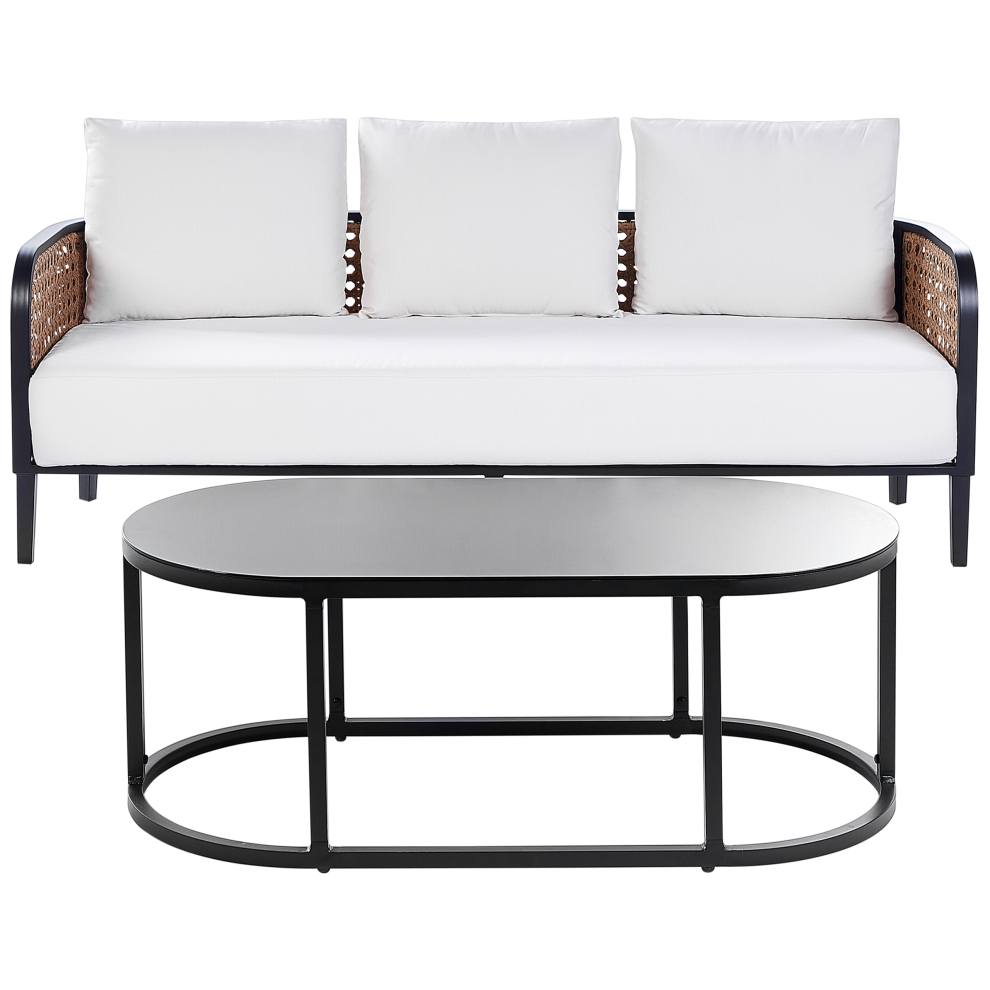 3 Seater Aluminium Garden Sofa Off-White MONTEFALCO