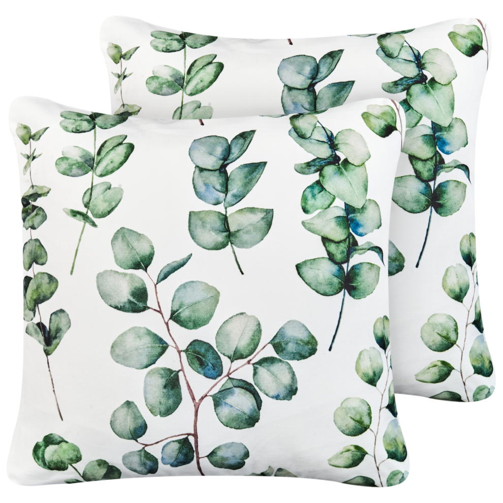 Set of 2 Outdoor Cushions BOSQUE Plant Pattern 45 x 45 cm Green